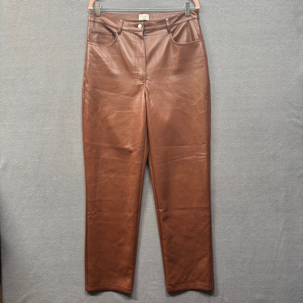 Wilfred The Melina Pant High Waisted Vegan‎ Leather Brown Womens 12 Boho Chic